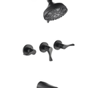 Matte Black 3 Handles Shower Faucet Set with Tub Spout Bathtub Shower Faucets Combo Set Shower System Complete Tub and Shower Trim Kit Shower Fixtures