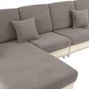 LA MEACK Couch Cushion Covers for Sectional Sofa L Shape Washable Separate Seat Chaise Couch Cover Stretch Sofa Slipcovers with 2 Pcs Pillowcases(2 Seater + 1 Chaise, Taupe)