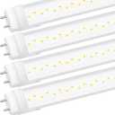 4-Pack T8 LED 4FT Type B Light Bulbs, Ballast Bypass, 4 Foot LED Tube Lights Replacement, 24W 3120LM 6500K for G13, Double Row Lamp Beads, ETL Listed, Dual-Ended, Clear Cover
