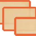 Silicone Baking Mat Set of 3, Silicone Baking Mats Cookie Sheet, Non-Stick Mats for Baking, Easy Clean & Reusable Oven Baking Sheet for Making Macaroons, Cookies (3 Pcs (2 Half & 1 Quarter Sheets), Orange)