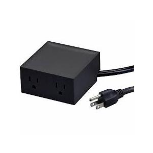 Bostitch Office Konnect Power Hub, Two Outlets Charging Station for Desktop, Shallow Tray Top, Black