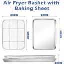 TeamFar Air Fryer Basket for Oven, 12.5x9.6 Stainless Steel Air Fryer Basket and Tray, Oven Air Fryer Rack with Baking Pan for Cooking Baking Broiling Grilling, Heavy Duty & Dishwasher Safe
