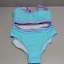 BMJL Women's High Waisted Bikini Sets Sporty Two Piece Swimsuits Color Block Cheeky High Cut Bathing Suits (Medium)