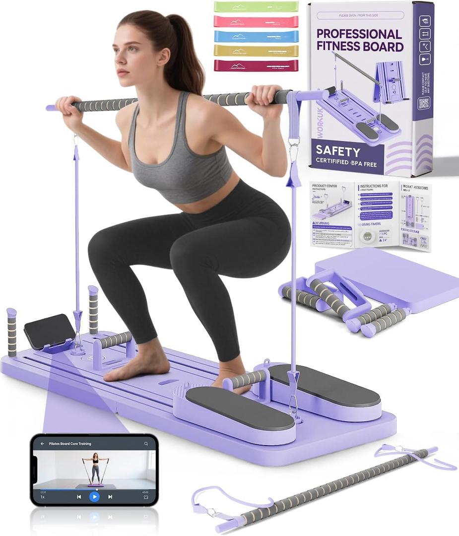 Pilates Board - Multi-Functional Pilates Reformer for Core & Abdominal Training, Top-Tier Pilates Equipment for Womens Home Fitness