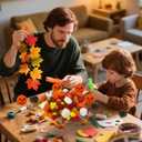 320 Pcs Fall Sensory Bin Fillers Decorations, Sensory Bin Filler, Pumpkin Bowls, Pompom, Maple Leaves, Squirrels, Pumpkins, Acorns, Pine Cones for Fall Halloween Autumn Party Decor