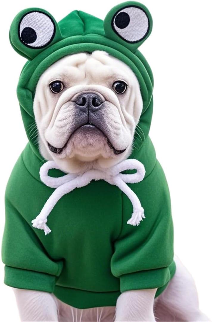 Pet Clothing Dog Transformation Frog Hoodie Autumn and Winter Warm Small Large Dog Method Dou Cat Bullfighting Clothes (Frog,2XL)