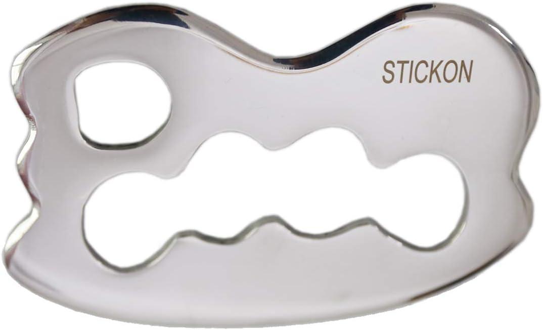 STICKON Stainless Steel Gua Sha Scraping Massage Tool IASTM Tools Great Soft Tissue Mobilization Tool (STICKON-01)