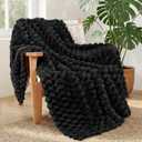 Whale Flotilla Fleece Throw Blanket for Couch or Bed, Luxury 3D Jacquard Super Soft Lightweight Summer Spring Blanket, Cozy Fluffy Plush Decorative Sofa Blankets, 50x60 Inch, Black