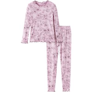PATPAT Toddler Pajama Set with Premium Soft Wool & Tencel Blend, Snug Fit Pjs Temp-Balancing Sleeper for Kids Baby Boy Girl (11 Years, Wild Roses)