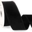 Ribbli Black Velvet Wired Ribbon 2.5 Inch Velvet with Satin Christmas Ribbon for Gift Wrapping Christmas Tree Decoration Crafts Wreaths Supplies-Continuous 10 Yards