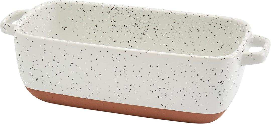 Denmark Tools For Cooks 1.7 Quart Speckled White Loaf Pan Bread Baking Dish with Handles