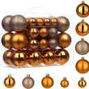 50pcs Copper Orange Christmas Ball Ornaments Small Shatterproof Christmas Tree Decorations Orange Ornaments Balls with Hanging Loop for Fall Halloween Xmas Wedding Holiday Party Wreath Home Decor