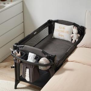 BEKA 4 in 1 Baby Bassinet Bedside Sleeper, Baby Bedside Crib 4 Functions, Bedside Bassinet Crib Sleeper, Playard, Changing Table, Baby Bassinet for Newborn Baby (Black)