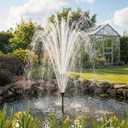 POPOSOAP Pond Fountain Pump Kit with RGB Lights & Remote Control, 660GPH Quiet Submersible Water Pump, Pond Pump with 3 Nozzles for Garden Koi Ponds, Fish Tank,Backyard Water Features Decor-P1104D