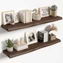 Vivelove Live Edge Floating Shelves 36 inch Long, Elm Wood Wall Display Shelf with Invisible Bracket for Living Room Bedroom Bathroom Office, Rustic Farmhouse, Solid Wood Set of 2 - Dark Walnut