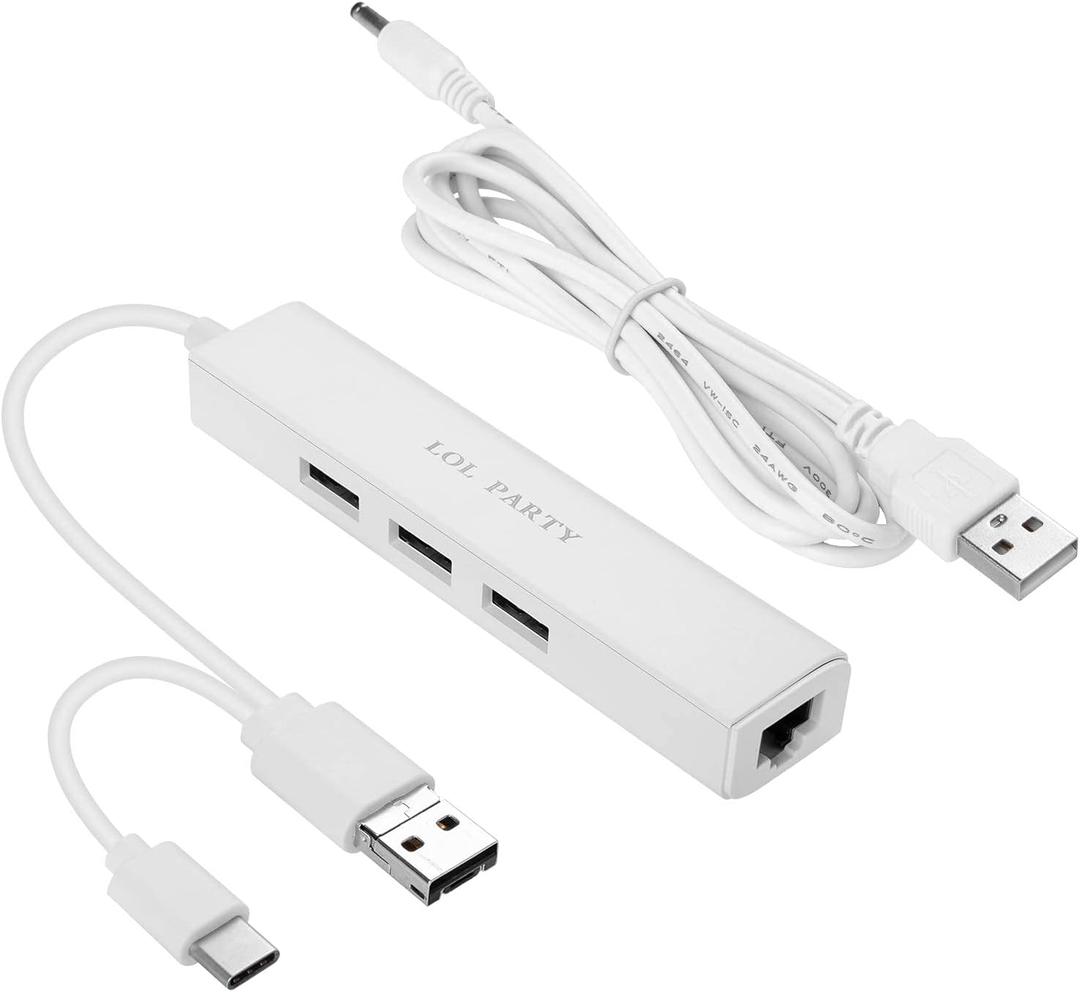 OTG USB C Micro-USB HUB Powered with Wired LAN Ethernet Adapter for Android and Computer 