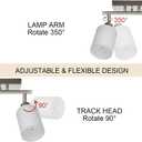 TODOLUZ Track Lighting Fixtures Ceiling, 3-Lights Brushed Nickel Wall Ceiling Spot Lighting with Opal White Glass, E26 Bulb Base