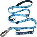 Hotsky Tactical Dog Leash Heavy Duty for Medium Large Dogs that Pull,4-6Ft Strong Bungee Shock Absorbing No Pull Dog Leash with Padded Double Handle and Car Seatbelt,Blue Camo