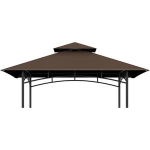 Grill Gazebo Replacement Top, 5 x 8 Outdoor BBQ Top Cover, Double Layer BBQ Gazebo Top Canopy for Model #L-GG001PST-F (Brown)