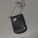 Police Badge Holder Made of Cowhide Universal Black with Leather Belt Buckle Hook Buckle and Stainless Steel Bead Chain Law Enforcement Officer Gifts Rectangular