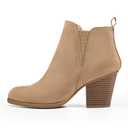 mysoft Women's Ankle Boots V Cut Side Elastic Panel Stacked Chunky Heel Booties with Side Zipper, Size 8.5