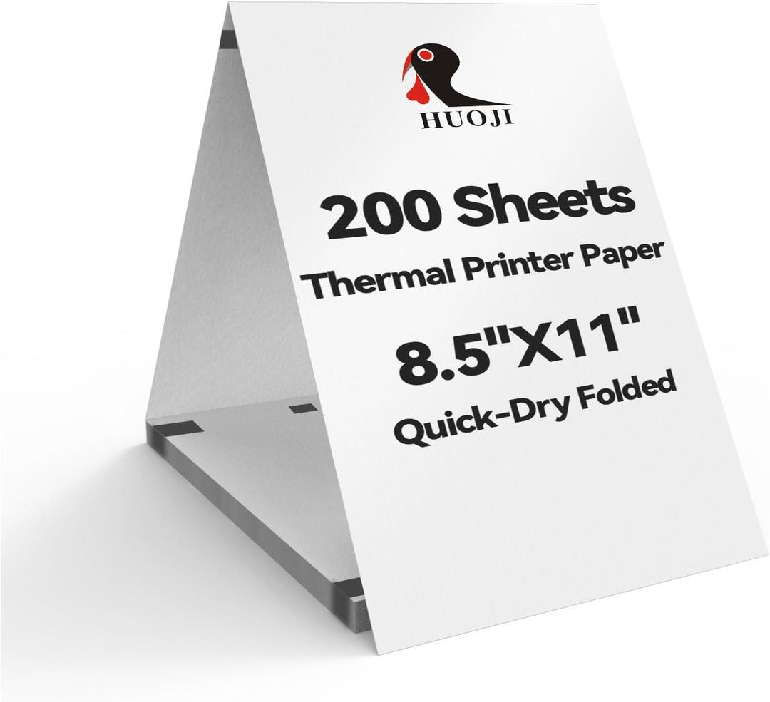 Thermal Printer Paper 8.5 x 11, HUOJI US Letter Size Inkless Printer Paper, 200 Sheets Thermal Printing Paper Compatible with M834, A285M Portable Printer