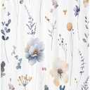 Omifly Stall Small Watercolor Floral Shower Curtain 48Wx72H Inch Rv Blue Flower Spring Leaves Plant Modern Botanic Minimalist Farm with 8 Plastic Hooks Fabric Waterproof Toilet Accessories Decor