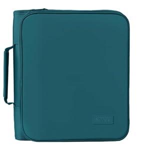SUNEE Zippered Binder Bag with Handle, 2-Inch 3-Ring O-Ring, 500-Sheet Capacity, Includes Zip Pocket, 5-Tab Expanding File Folder, Multi-Pocket Organizer Binder for Middle School, Dark Teal-Green