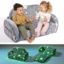 Little Dove 2-in-1 Toddler Couch, Toddler Couches that Fold Out, Glow in The Dark Kids Chair, Extra Wide Kids Couch, Comfy Kid Chairs, Convertible Couches to Lounger, Gifts for Girls & Boys, Star