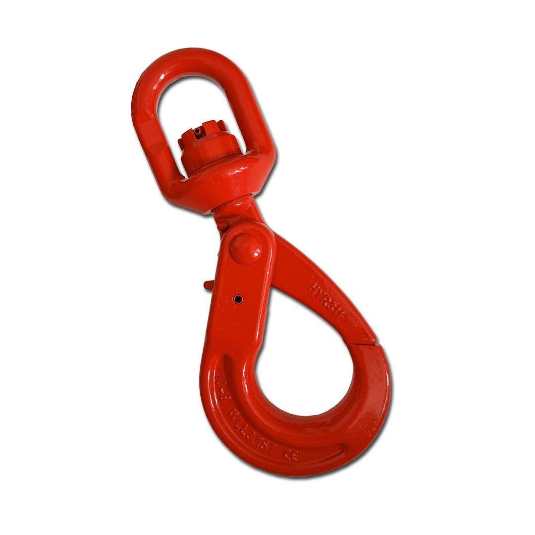 Swivel Self-Locking Hook 6944 lbs Grade 80 Swivel Self Locking Hook Heavy Duty Swivel Lifting Hook Swivel Lifting Hook Hoist Hook Sling Heavy Cargo 3.15ton
