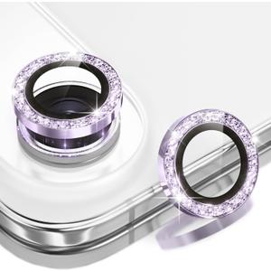BERFY Camera Lens Protector for iPhone Air, Glitter Bling Aluminum Alloy Metal Ring, 9H Tempered Glass Camera Cover Screen Protector Accessories, Anti-Scratch, Case Friendly, Purple
