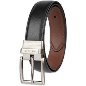 Tommy Hilfiger Men's Reversible Leather Belt, 2‑in‑1 Design for Dress Or Casual Wear (Brown)