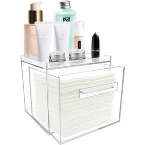 Disposable Facial Towel Holder, Acrylic Container Compatible with Clean Skin Club Towel XL, Clear Storage Box for Bathroom and Vanity Countertop