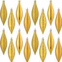 Soaoo 16 Pcs Plastic Finial Drop Christmas Ornaments Decorative Hanging Ornaments Shiny, Matte, Glitter and Sequin Finishes Shatterproof for Christmas Tree Decor Wedding Party Xmas Holiday(Gold)