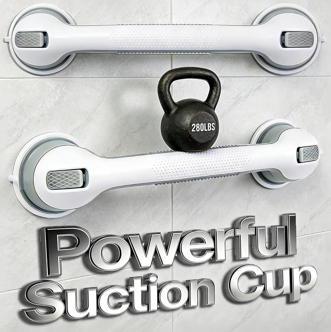 2 Pack 16.2 Grab Bars for Bathtubs and Showers, Shower Handles for Elderly Suction Cup Grab Bars for Shower Wall Heavy Duty, Safety Grab Bar for Seniors Suction Bathroom, No Drilling