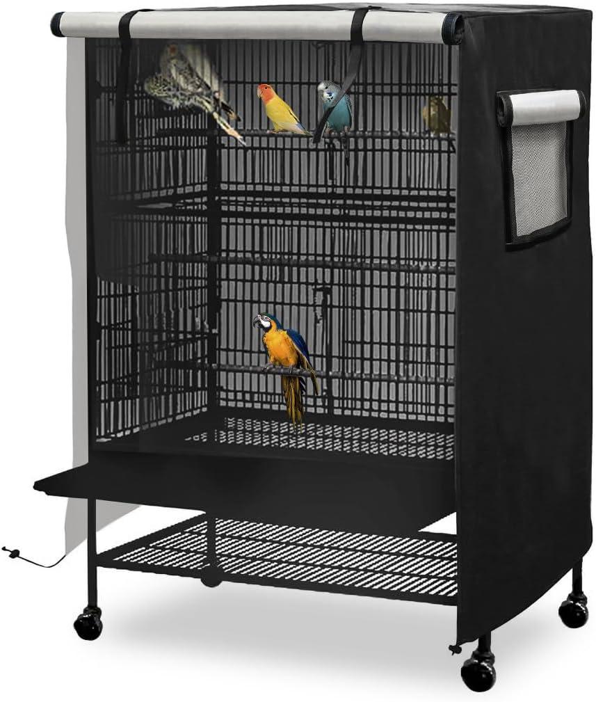 Universal Bird Cage Cover, Dark Colored Drape for Animal Crate, Waterproof & Washable Night Cover for Cages, Distraction and Light Eliminator for Mink, Totoro, Parakeets, Parrot (L - 31”L×22”W×41”H)