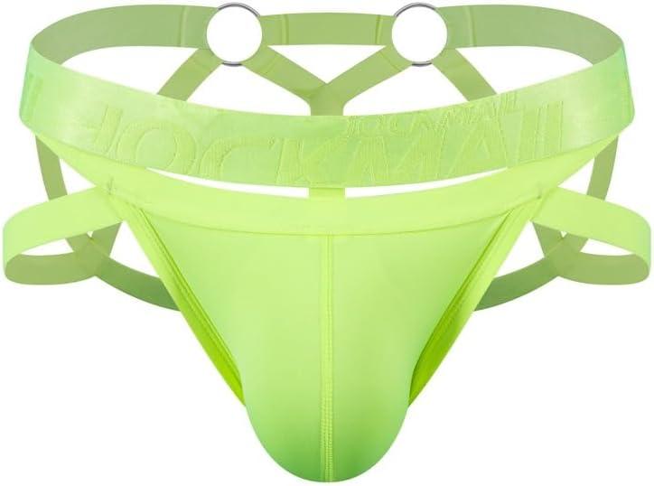 JOCKMAIL Jockstrap for Men Mens Thong Athletic Supporters Jock Strap Male Underwear (Large, Yellow)