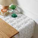 St. Patrick's Day Table Runner 13 x 72 Inch Shamrock Heart Irish Soft Faux Fur Plush Jacquard Lucky Clover Table Runner for Spring Seasonal Kitchen Dining Party Decoration Cream White