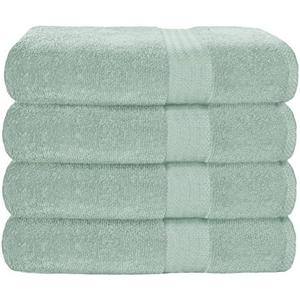 GLAMBURG Premium Cotton 4 Pack Bath Towel Set - 100% Pure Cotton - 4 Bath Towels 27x54 - Ideal for Everyday use - Ultra Soft & Highly Absorbent - Sea Green