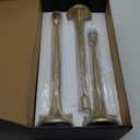 Denique Iron Taper Candle Holder Set of 3, Gold Candlestick Holders Decorative Candle Stand, Tapered Candle Holders Tall Set for Wedding, Dining Table, Home Decoration (Gold) (12",14",15.5")