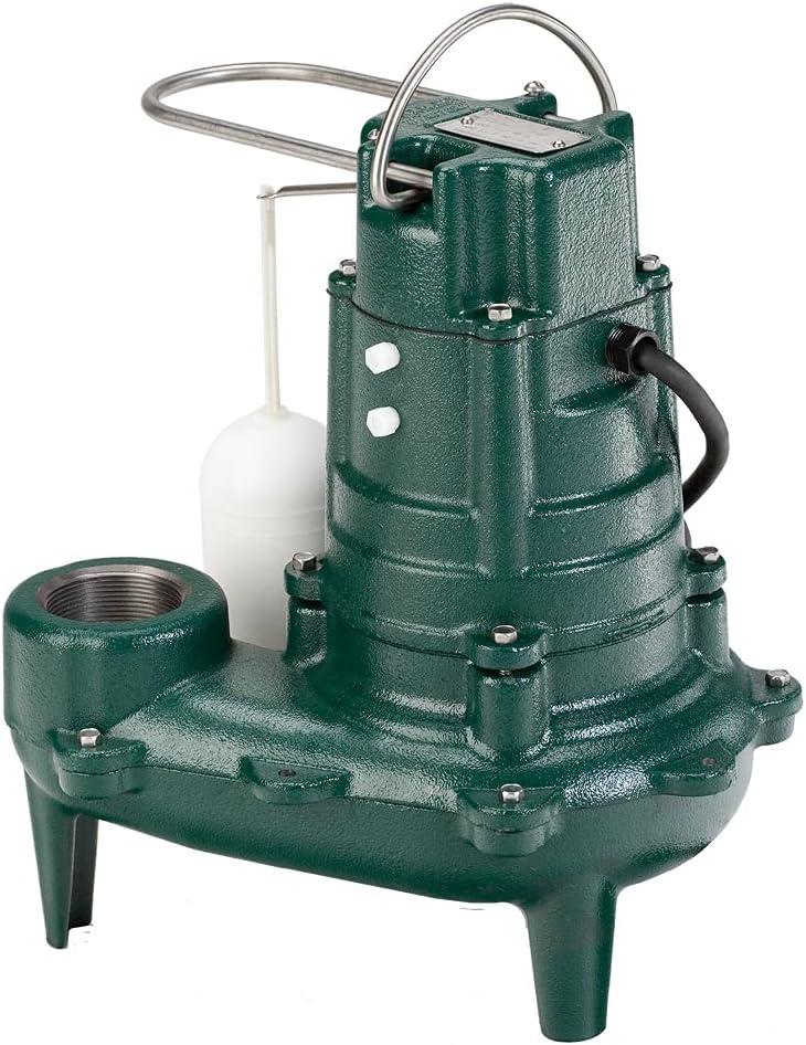 Zoeller Waste-Mate 267-0001 Sewage Pump, 1/2 HP Automatic Heavy-Duty Submersible Sewage, Effluent or Dewatering Pump