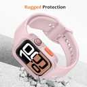 Rugged Case Compatible with Apple Watch Case 46mm Series 11/10, Soft Flexible TPU Shockproof Protective Bumper Cover for iWatch 46mm, Pink