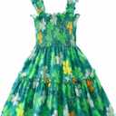 RETSUGO Little Girls Dresses Flutter Sleeve Casual Birthday Party Dress Toddler Kids Swing Twirly Summer Sundress 1-8 Years (2-3T, Shamrock/Green)
