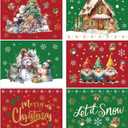 Christmas Placemats Table Placemats Set of 6 Plastic Seasonal Table Mats Decoration Washable Red and Green Winter Xmas Holiday Decoration for Kids Home Kitchen Dining Room Housewarming Gifts