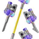 4-in-1 Kids Toy Vacuum That Works with Suction, Electric Toddler Vacuum Toy Cleaner for Children Ages 3 4 5 6+ Boys & Girls, Toddlers Toys Cleaning Set for Pretend Play (Purple/Yellow)