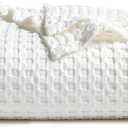 Bedsure Cooling Cotton Waffle Twin XL Blanket - Lightweight Breathable Blanket of Rayon Derived from Bamboo for Hot Sleepers, Luxury Throws for Bed, Couch and Sofa, Ivory, 66x90 Inches