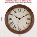 Foxtop Wood Wall Clock 14 Inch Silent Non-Ticking Battery Operated Large Retro Wooden Clock Decorative for Living Room Bedroom Kitchen Home Office (Roman Numerals)