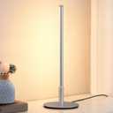 EDISHINE Upgraded LED Table Lamp, Stepless Dimmable Bedside Lamp with 3 Color Temperature, Modern Nightstand Lamp, Desk Lamp for Bedroom, Living Room, Corner, Gift, Metal Finish, Silver, 6W
