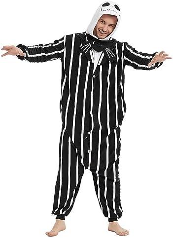 MAJ&COS Animal Onesies Adult Pajamas Halloween Cosplay Costume Unisex Onesie for Women Men Size Xl (Skull)