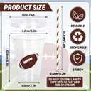 Whaline 50Pcs Football Disposable Plastic Cups with Lids and Straws 12oz Sports Themed Party Cups Cold Beverage Drinking Cups for Sports Team Player Game Day Birthday Party Supplies